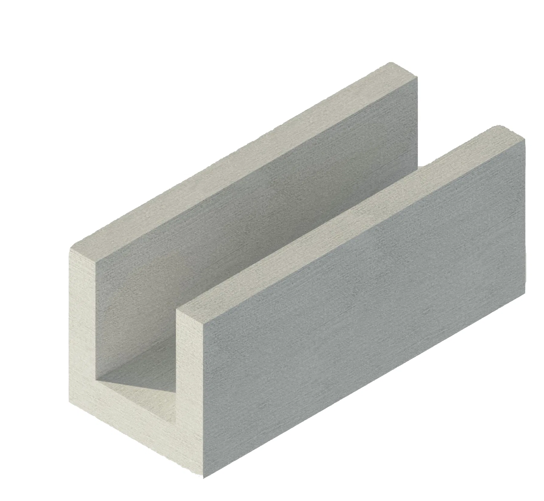 Bloco U BAUBLOCK U-TEC; a largura e a geometria do canal constam das especificações técnicas.